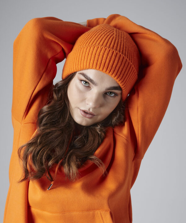 Engineered knit ribbed beanie