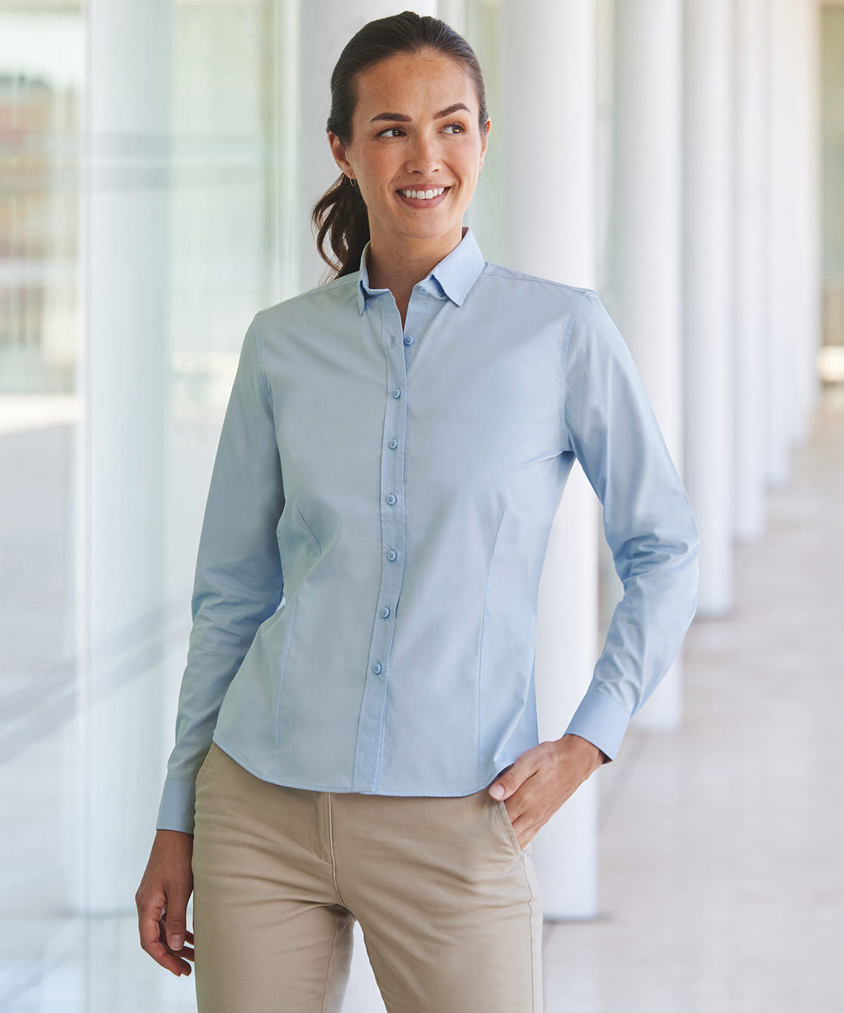 Womens long sleeve cotton-feel Coolplus shirt