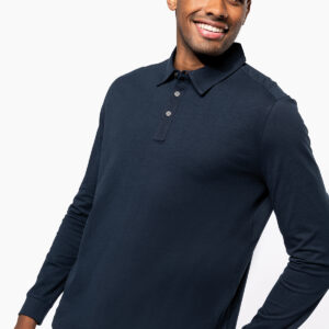 Jersey knit long sleeve polo shirt