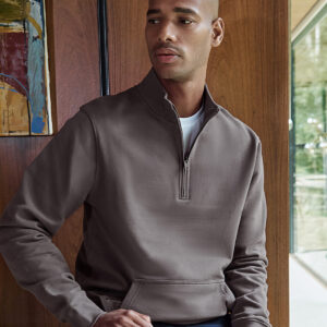Regular fit 1/4-zip piqué sweatshirt