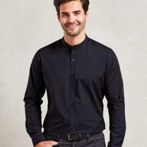 Banded collar grandad long sleeve shirt