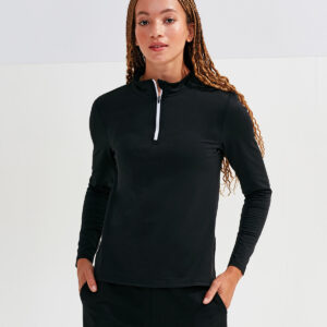 Womens TriDri recycled long sleeve brushed back ¼ zip top