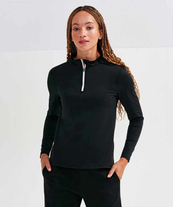 Womens TriDri recycled long sleeve brushed back ¼ zip top