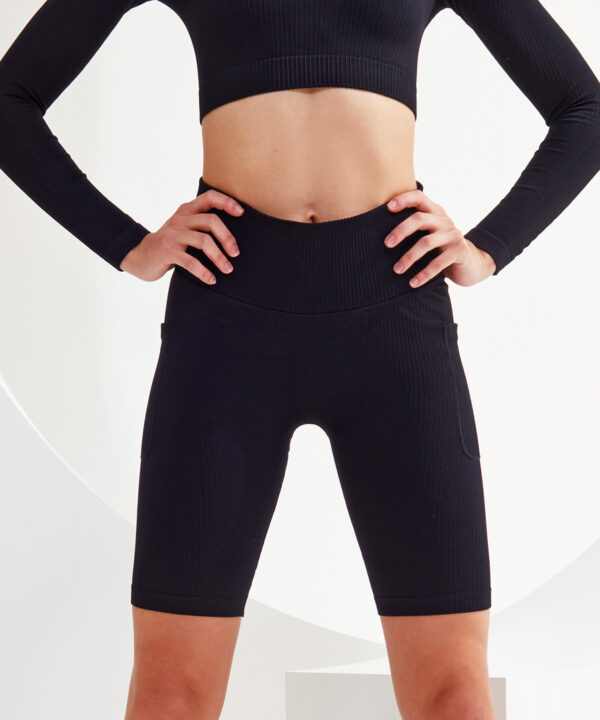 Womens TriDri ribbed seamless '3D Fit' cycle shorts