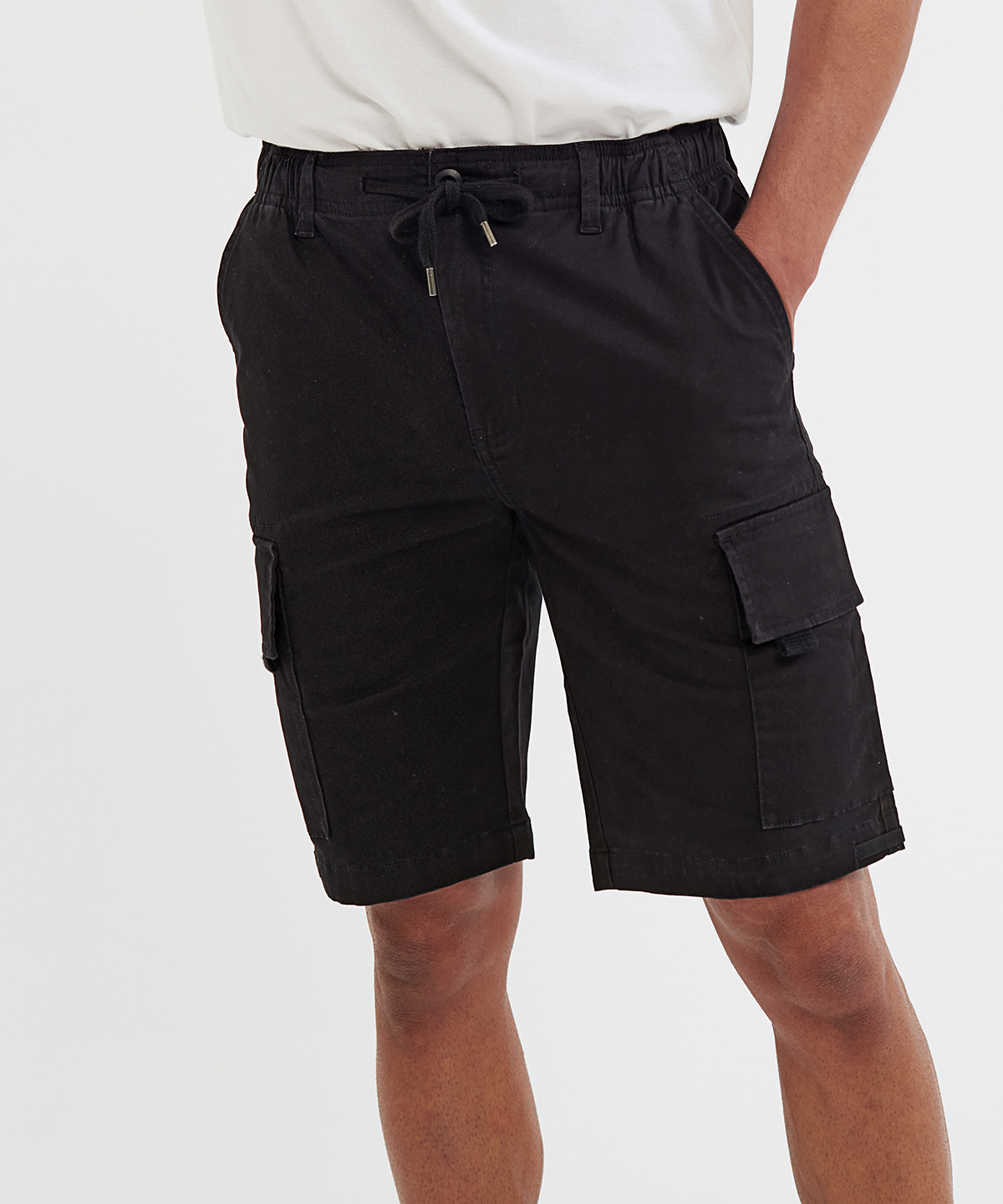Mens drawstring cargo utility shorts