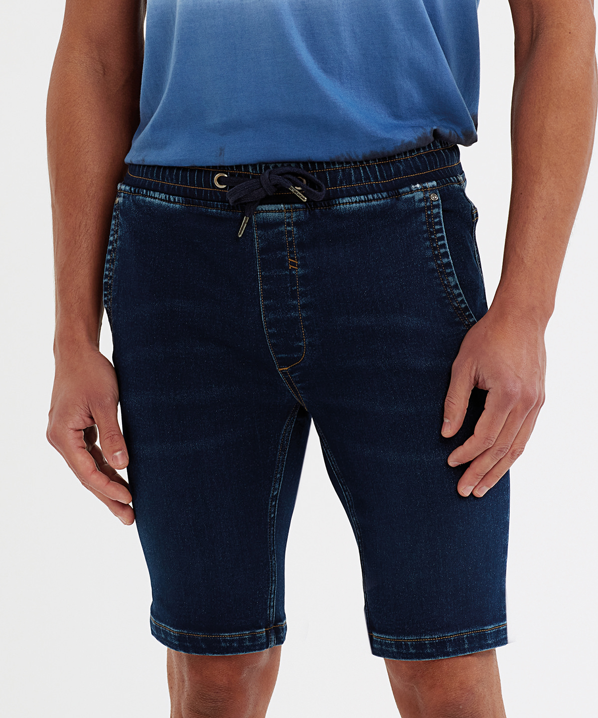 Mens denim drawstring shorts